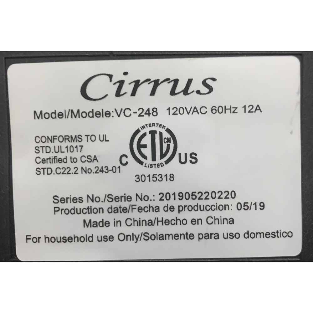 Cirrus Canister Vacuum Cleaner VC248 Variable speed only 9 lbs With Bags! - Picture 7 of 11